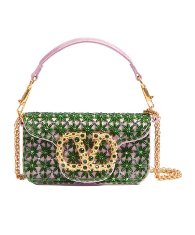 Valentino Garavani Embroidery Small Shoulder Bag In Green