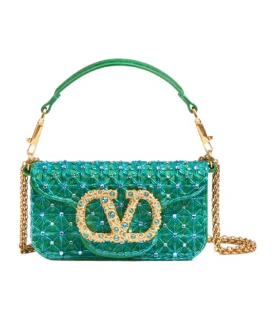 Valentino Garavani Embroidery Small Shoulder Bag In Green