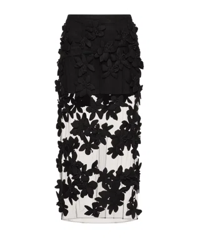 Valentino Embroidery Tulle Illusione Mid-length Skirt