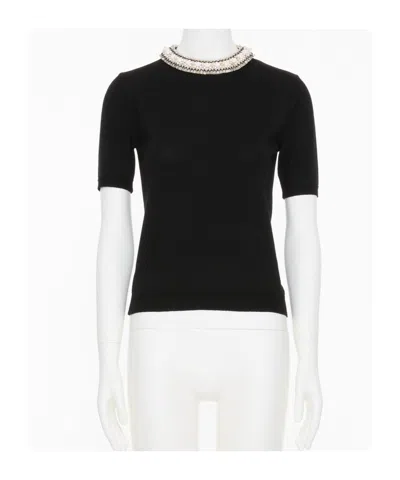 Valentino Embroidery Wool Sweater In Black