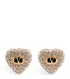 Valentino Enamel And Crystal Heart Earrings In Gold
