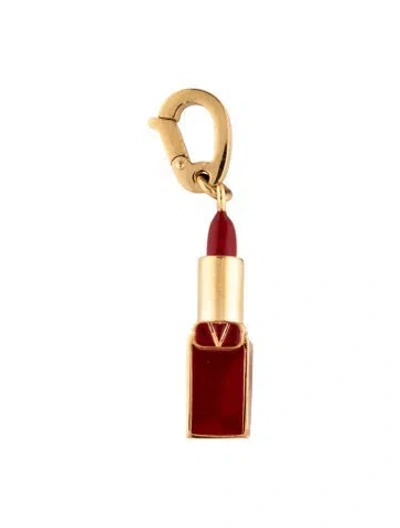 Pre-owned Valentino Garavani Enamel Lipstick Charm In Red