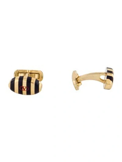 Pre-owned Valentino Garavani Enamel Logo Cufflinks In Blue