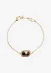 Valentino Enameled Vlogo Chain-link Bracelet In Gold