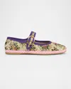 Valentino Endouce Brocade Floral Ballet Flats In Multi