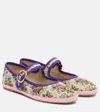 Valentino Endouce Floral Mary Jane Flats In Multi