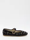 Valentino Signature Vlogo Ballerina Shoes In Velvet In Black