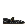 Valentino 'endouce' Velvet Mary-jane Ballet Flats In Black