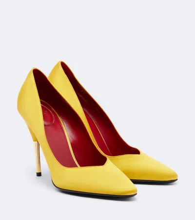 Valentino Garavani Enigme 105 Satin Pumps In Yellow