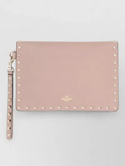 Valentino Garavani Envelope Clutch Bag Studded Wrist Strap In Pink