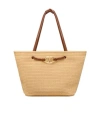 Valentino Escape Large Lafite Shopping Bag In Natural Color/tobacco Color