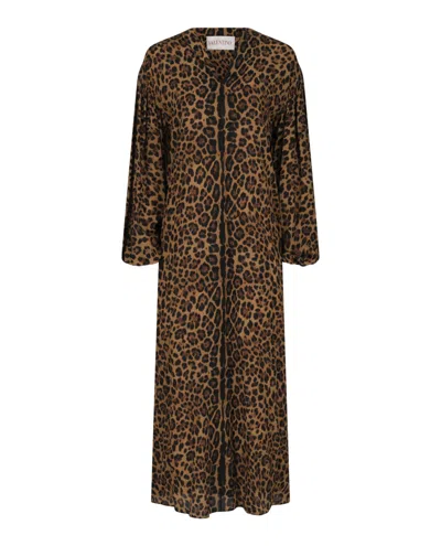 Valentino Escape Leopard Print Kaftan In Brown