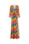 Valentino Chevron 24 Muslin Abendkleid Frau Multicolor 38 In Printed