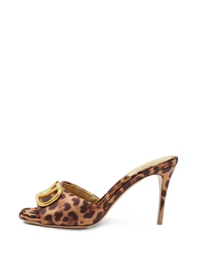 Pre-owned Valentino Garavani Escape Vlogo Leopard-print Sandals In Neutral