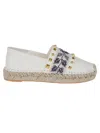 Valentino Country Leather Espadrilles In Mf Ivory Naturale Blu