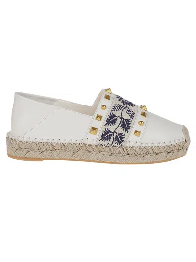 Valentino Garavani Valentino Embroidered Leather Espadrille In Transparent