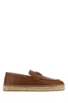Valentino Garavani Caramel Leather Vlogo Espadrilles In Brown