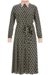 Valentino Embellished Belted Printed Silk-twill Midi Shirt Dress In Black