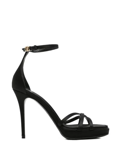 Pre-owned Valentino Garavani Eveninglam Platform Sandals In Black