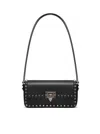 VALENTINO GARAVANI E/W SHOULDER BAG ROCKSTUD VITELLO LISCIO/BL.RUTHENIUM STUDS