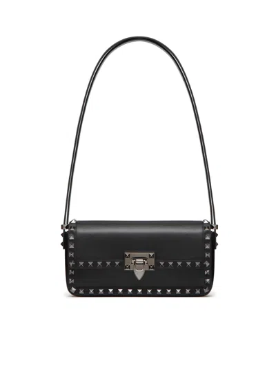 Valentino Garavani Valentino Rockstud23 East-west Leather Hobo Bag In Black