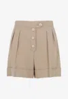 Valentino Tailored Shorts Linen Blend Pleated Design In Brown