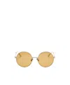 Valentino Extra-large Metal Round Glasses In Light Gold/ivory/amber