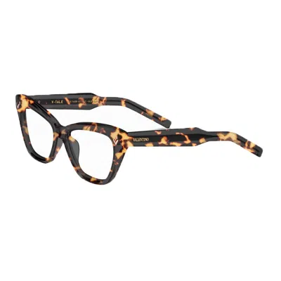 Valentino Garavani Eyeglasses Cat Eye Full Rim, Havana Frame And Clear Demo Lens Lens Vlx-140b In Brown