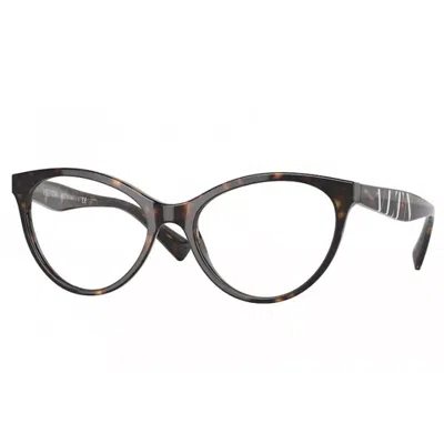 Valentino Garavani Eyeglasses Cat Eye Full Rim, Havana Frame And Clear Demo Lenses Lens Va30135196 In Green