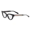 Valentino Eyeglasses Cat Eye Full Rim, Shiny Black Frame And Clear Demo Lens Lens Vlx-124a In Black