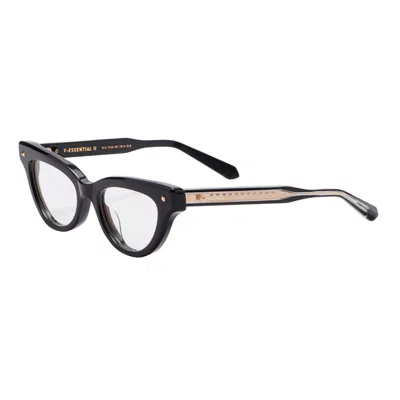 Valentino Garavani Eyeglasses Cat Eye Full Rim, Shiny Black Frame And Clear Demo Lens Lens Vlx-124a
