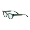 Valentino Eyeglasses Cat Eye Full Rim, Shiny Black Frame And Clear Demo Lens Lens Vlx-124a In Green