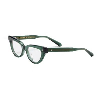 Valentino Garavani Eyeglasses Cat Eye Full Rim, Shiny Black Frame And Clear Demo Lens Lens Vlx-124a In Green