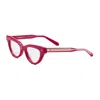Valentino Eyeglasses Cat Eye Full Rim, Shiny Black Frame And Clear Demo Lens Lens Vlx-124a In Pink