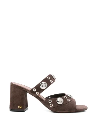 Valentino Garavani Eyelet-detail Sandals In Brown