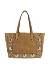 Valentino Eyelet-embellished Suede Tote Bag In Brown