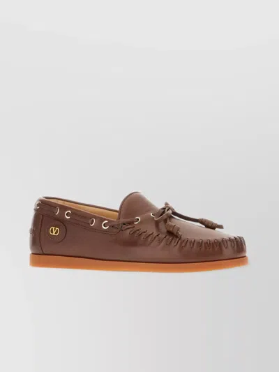 Valentino Garavani Brown Leather Palm Avenue Loafers