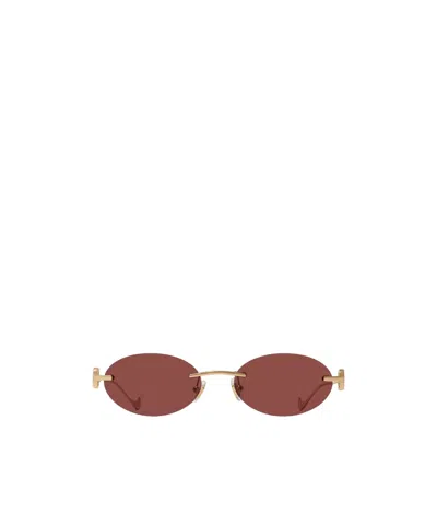 Valentino Eyewear Oval Frame Sunglasses In Red