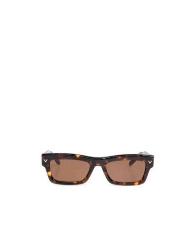 Valentino Eyewear Rectangle Frame Sunglasses In Brown
