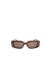 Shop Valentino Eyewear Rectangular Frame Sunglasses In Brown