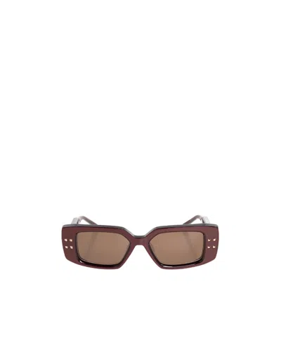 Valentino Eyewear Rectangular Frame Sunglasses In Brown
