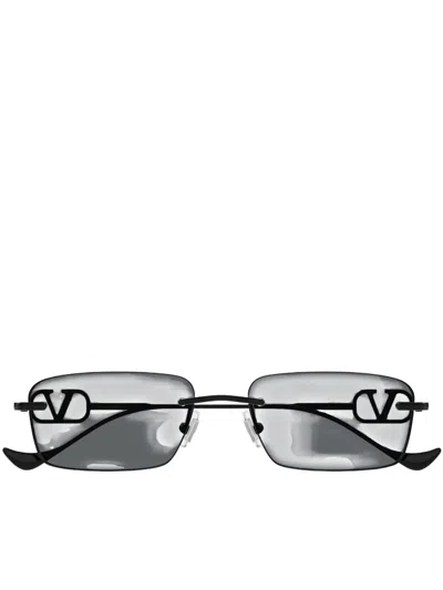 Valentino Eyewear Rectangular Frame Sunglasses Vlogo In Black