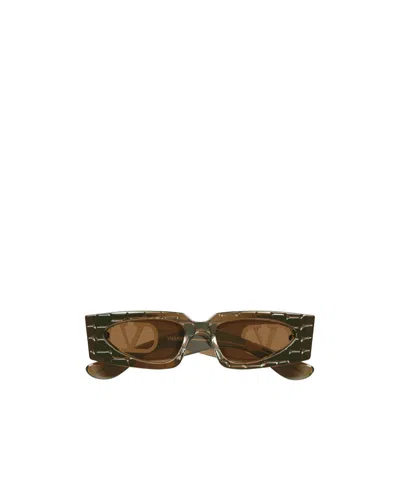 Valentino Eyewear Rectanuglar Frame Sunglasses In Brown