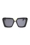Valentino Garavani V-gold Ii Acetate Butterfly Sunglasses In Black