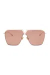 Valentino V-goldshield Titanium Square Sunglasses In Pink