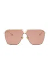 Valentino Garavani V-goldshield Titanium Square Sunglasses