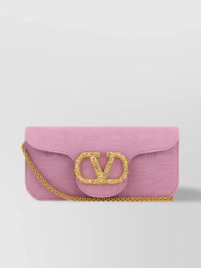 Valentino Garavani Fabric Locò Clutch Chain Strap In Purple