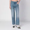 Valentino Womens Medium Blue Denim Faded-wash Straight-leg Denim Jeans In Blue