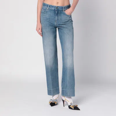 VALENTINO FADED-EFFECT BLUE JEANS