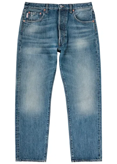 Valentino Faded Straight-leg Jeans In Blue